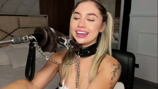 Nice lady shows how she eats dick