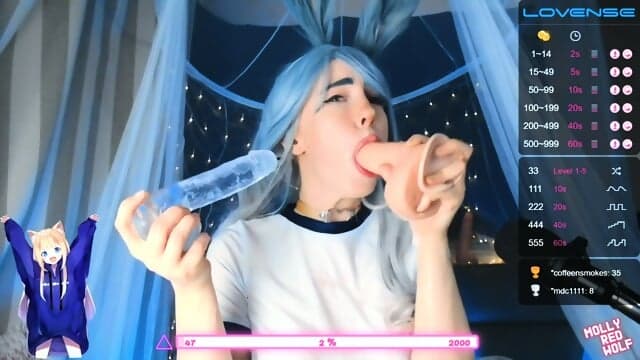 Delicious Busty Fucks Her Throat With Two Huge Dildos