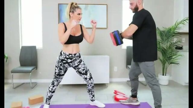 A bald man with a beard and a tattoo after class fucks a MILF with big tits
