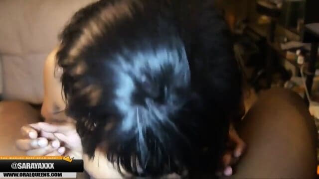 Ebony Brunette With Dick In Mouth
