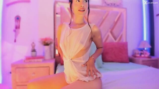 Sensual Latina In Transparent White Clothing