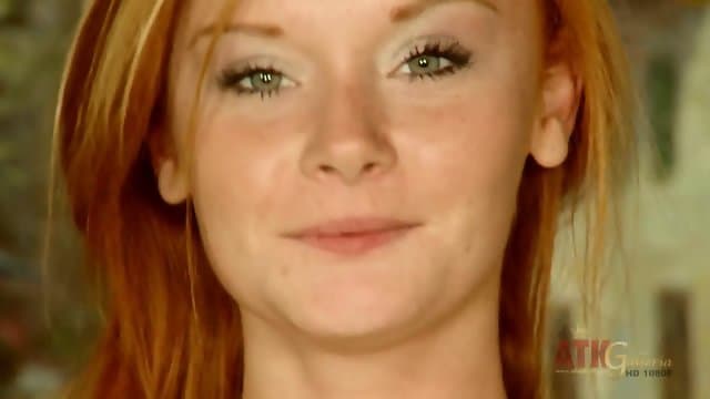 Redhead Takes Off Clothes
