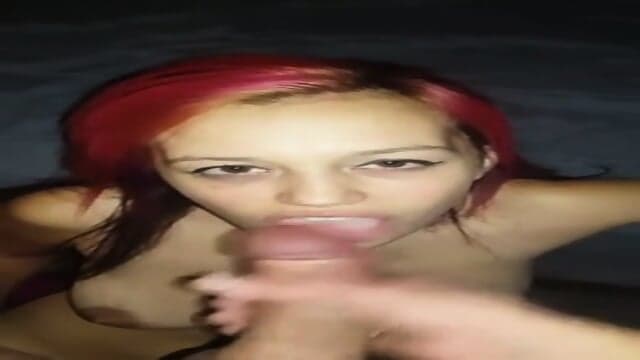 Cutie With Pink Hair Facialized After Giving Head
